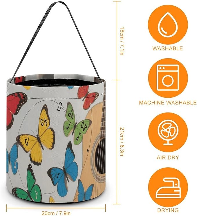 Halloween Candy Bucket - Guitar And Butterfly Trick Or Treat Candy Bag, Gift Bag for Party Favor Supplies