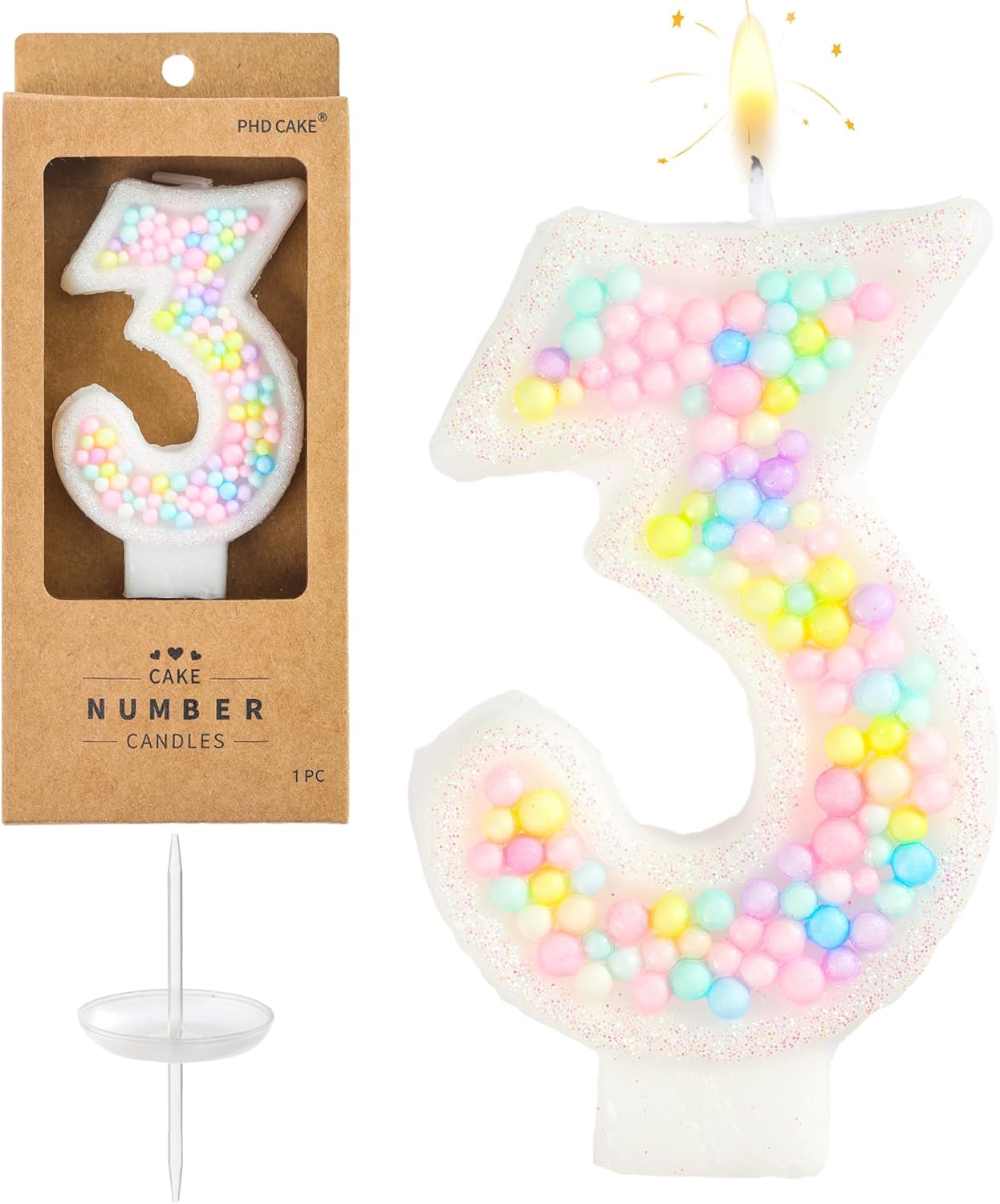 PHD CAKE Number 3 Macaron Birthday Candles, Macaron Themed Number Candles, Cake Number Candles, Party Celebration