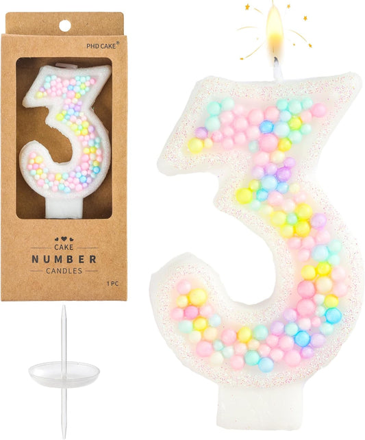 PHD CAKE Number 3 Macaron Birthday Candles, Macaron Themed Number Candles, Cake Number Candles, Party Celebration