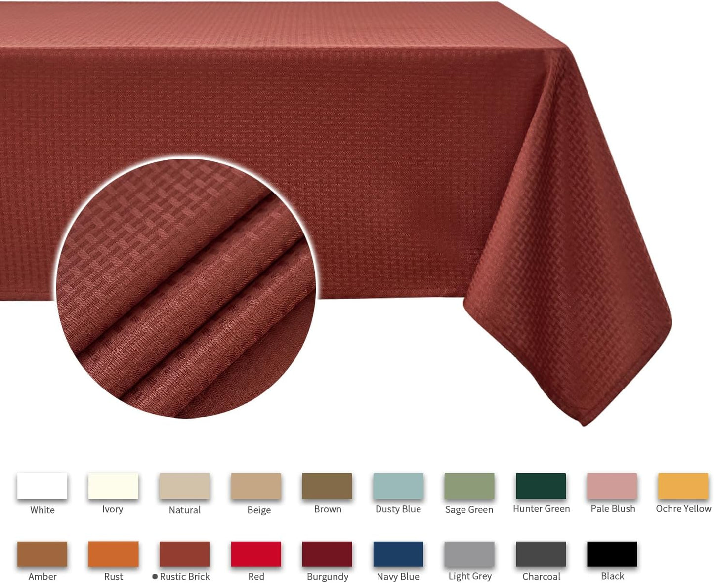 maxmill Weaved Texture Rectangular Tablecloth Water Resistance Spillproof Soft Fall Table Cloth for Dining Room, Thanksgiving Parties and Halloween Holiday Dinners, 70 x 120 Inch, Rustic Brick
