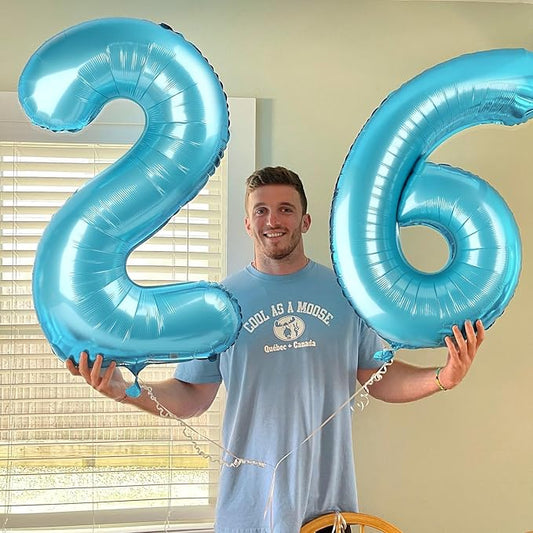Pearlescent Blue 2 Balloon, Number Balloons 40 Inch, 2nd Balloon Number Birthday Decorations, Second Two Birthday Party Supplies, Number 2 Balloon