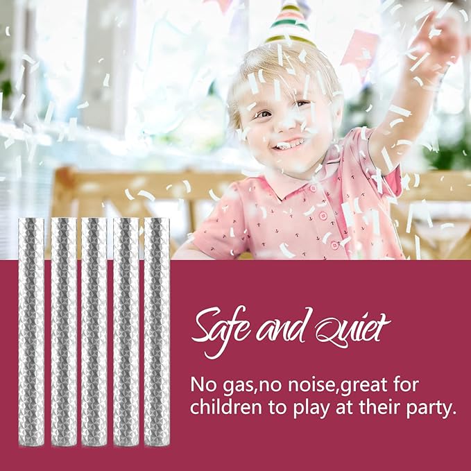BATTIFE Confetti Wands, 7.8inch Confetti Shoot Poppers, Tissue Paper Flick Flutter Sticks for Wedding Celebrations, Anniversary, Birthday Parties, White (40Pack)