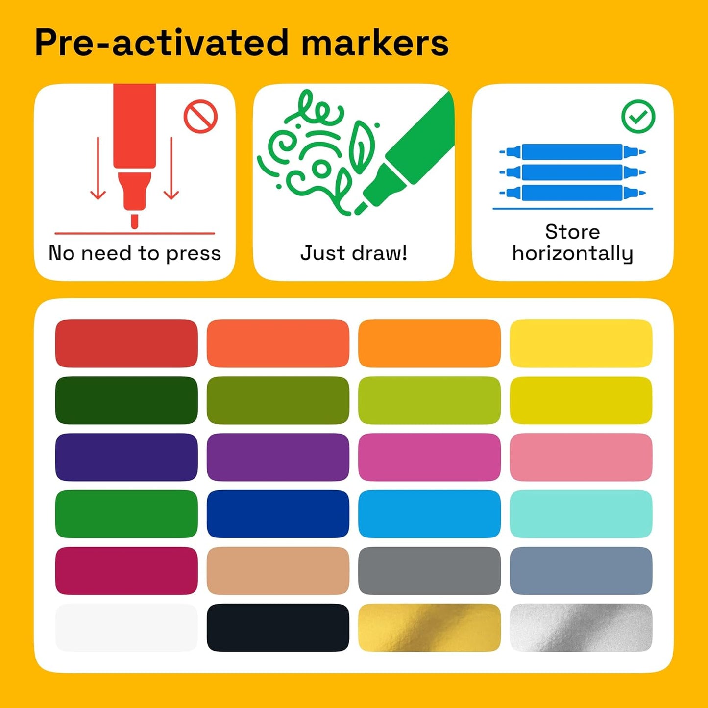 ARTISTRO 24 Dual-Tip Fabric Markers - Fabric Decorating Kit - Permanent for Clothes - Acrylic Paint Pens for Sneakers, Bags, Shoes, Textile, Canvas, Sewing, Craft, DIY - Brush and Fine Tip