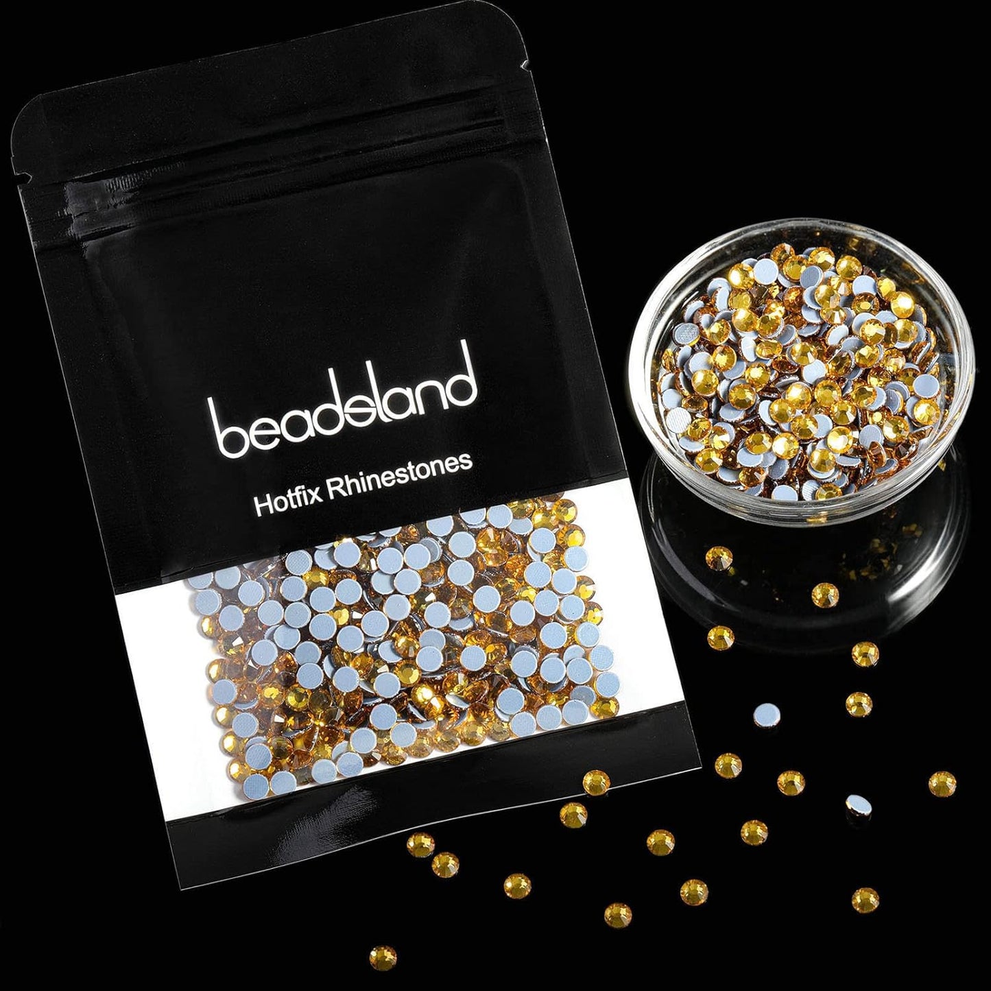 Beadsland Hotfix Rhinestones, 2880pcs Flatback Crystal Rhinestones for Crafts Clothes DIY Decorations, Topaz, SS8, 2.3-2.5mm