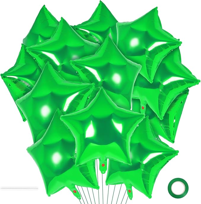 20 Pcs Star Balloons,18 Inch Green Star Foil Balloons,Stars Shaped Balloon Mylar Helium Balloon for Birthday Party Anniversary Wedding Baby Shower Decorations (Green)