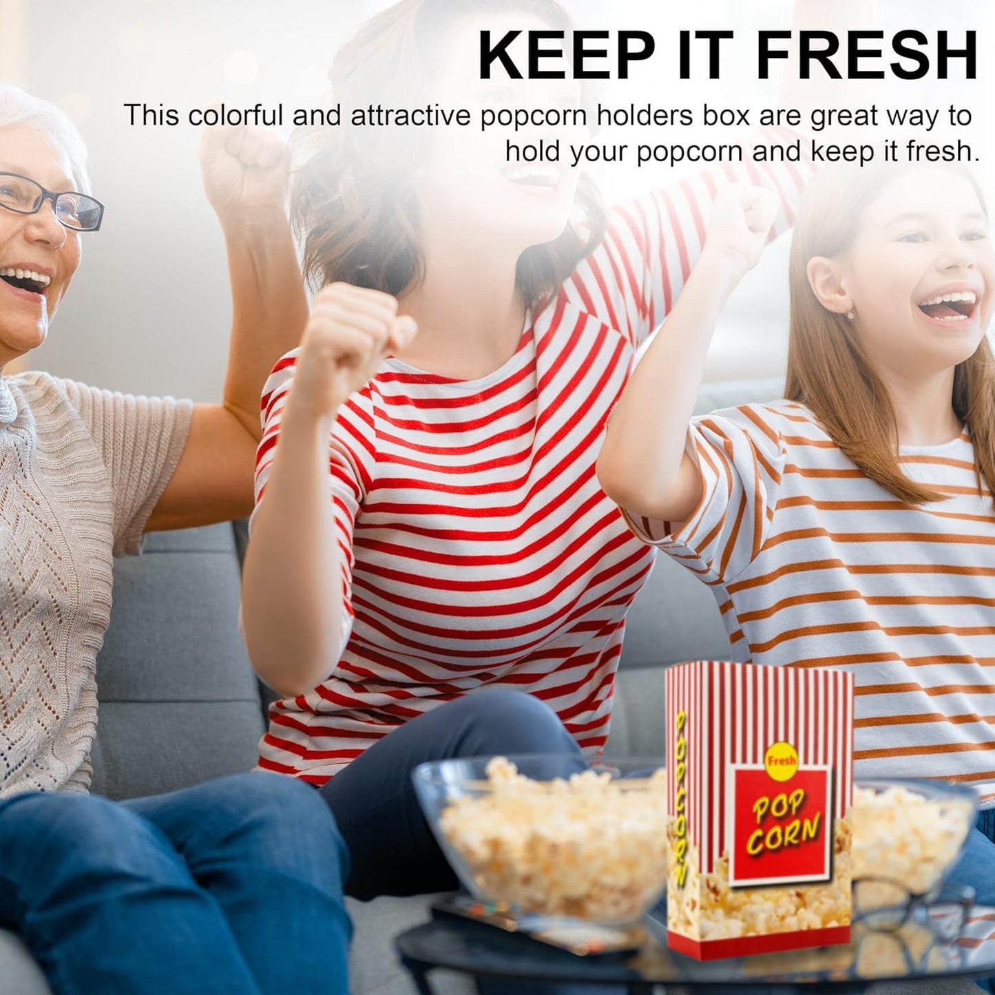 MT Products Stripe Popcorn Boxes 1 oz. - #2 Popcorn Buckets With Close Top - Pack of 800