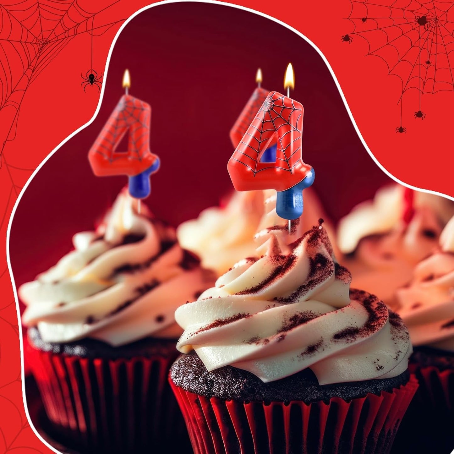 Spider Themed Birthday Candle Number 4 Candle Birthday Cake Candles Party Decoration Cake Topper for Spider Party Decoration Theme Party Supplies (Number 4)