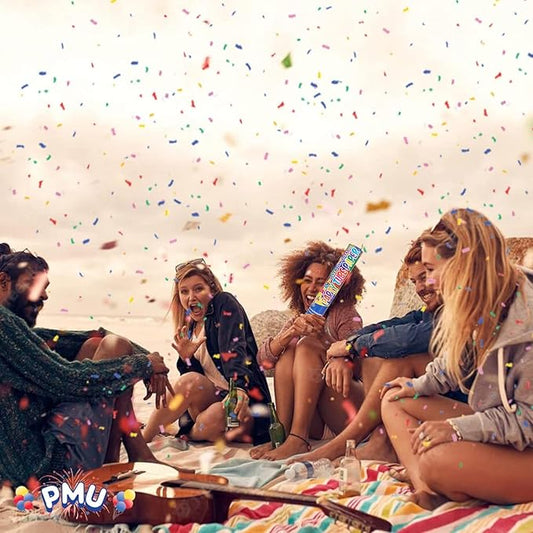 PMU Cannons Party Poppers - Confetti Blaster for Drive-by Birthdays-Celebrations, Graduation, Wedding, Christmas, New Year’s Eve - Party Poppers Confetti Shooters - 12 inch, Pkg/3