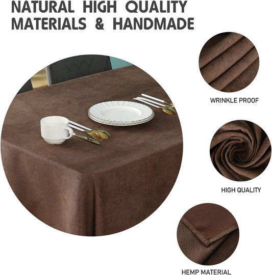 Rectangle Tablecloth Soft-Brushed Fabric Table Cloths 57 x 118 Inch Waterproof Spill-Proof Wipeable Wrinkle Free Dining Table Cover for Buffet Party Kitchen Outdoor and Indoor Use, Brown