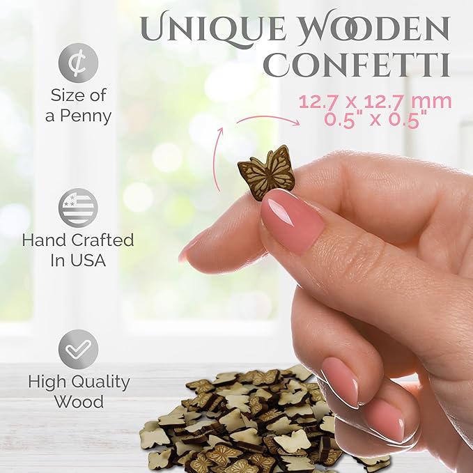 Confetti - Engraved Wood - Rustic Wooden Wedding Decor Party Table Scatter Decorations (Butterfly)