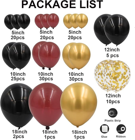 Burgundy Balloon Arch Garland Kit 164pcs Metallic Rose Gold Maroon Gold Balloons in Different Sizes for Baby Shower Valentines Day Bridal Shower Wedding Birthday Party Decorations