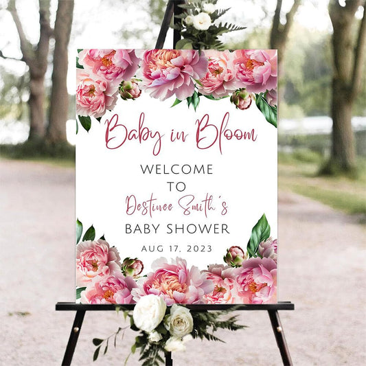 Editable Baby In Bloom Welcome Sign, Baby in Bloom Baby Shower Welcome Sign, Wildflower Baby Shower Sign, Spring Floral Baby Shower Welcome Sign, Personalized Baby Shower Sign #08