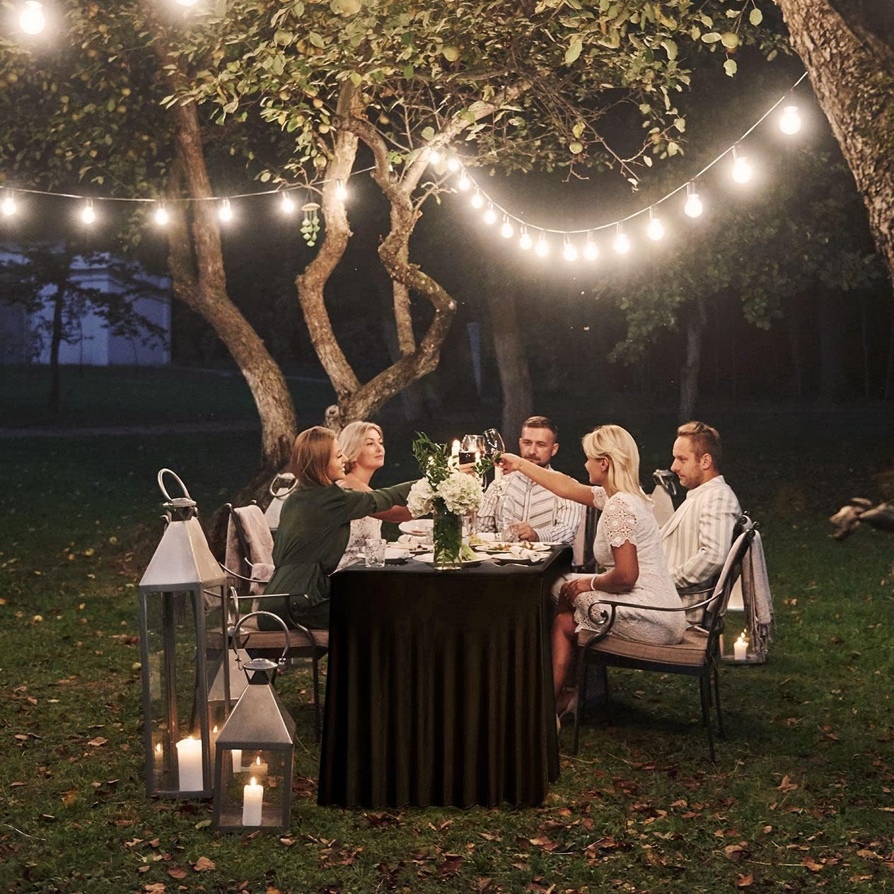 Your Magic Moment Black Table Skirt for 6 ft 1 Piece Rectangle Folding Tables - Spandex Table Covers for 6ft Rectangle Tables