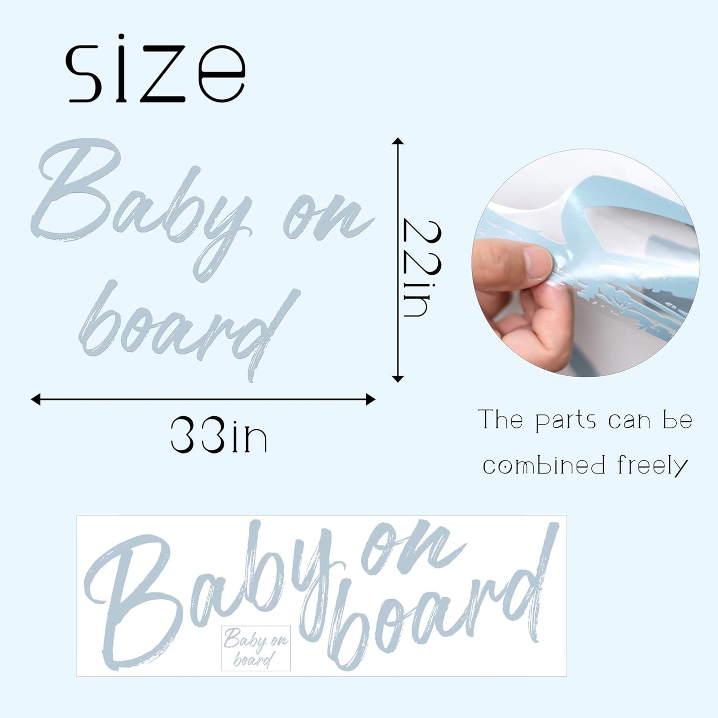 Baby On Board Decal - Baby Shower Party Decorations,Gender Reveal Party Decor Decals,Photography Background Decal (Blue Baby on Board)