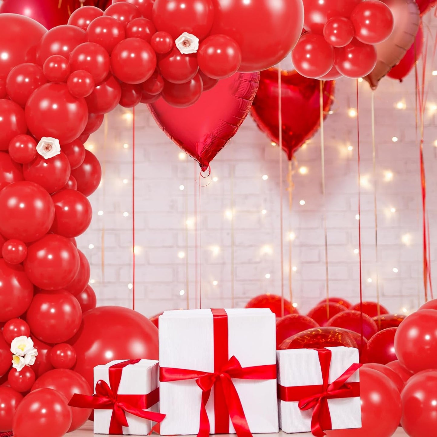 104pcs Red Balloons - 18/12/10/5Inch Red Latex Balloons Garland Arch Different Sizes Pack for Anniversary, Wedding, Valentine's, Casino Theme Night Party Decorations