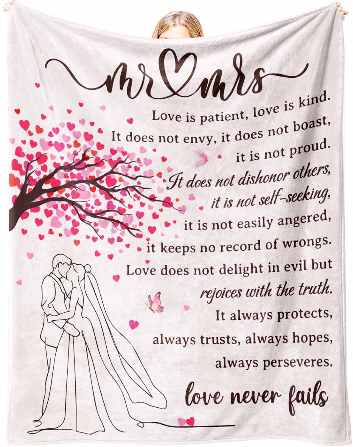Wedding Gifts for Couples 2025, Soft Flannel Wedding Blanket, Bridal Shower Gifts for Bride to Be, Anniversary Mr and Mrs Gift, Marriage Gift for Newlyweds Bride, 50 x 60 inches