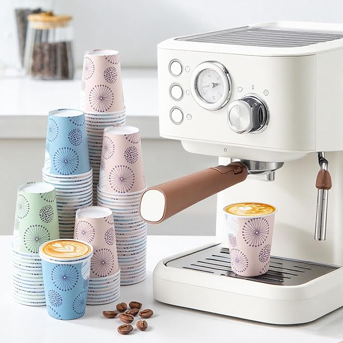[300 Pack 8 OZ Paper Cups, Disposable Coffee Cups 8 oz Colourful Hot/Cold Beverage Drinking Cups for Office Party Home Picnic