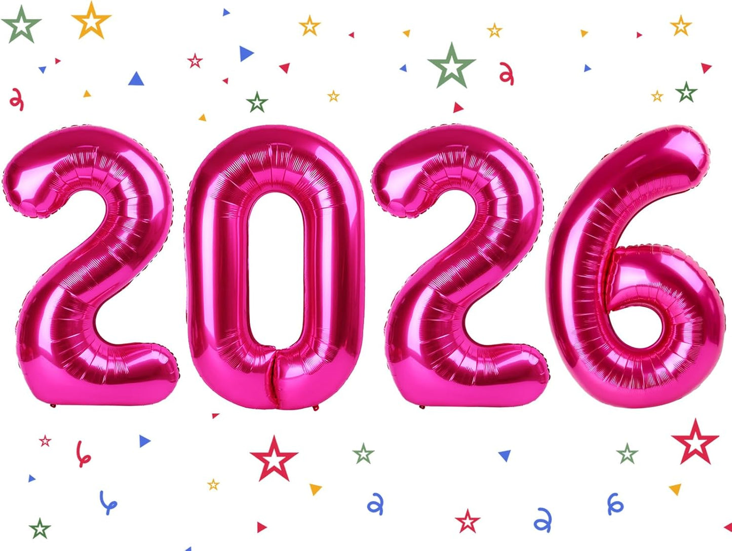 2026 Balloon - Hot Pink Birthday Number Balloons, 40 Inch Large Foil Balloons for Men Women Boys Girls Hot Pink Themed Birthday Decorations，Number 2026 Balloon