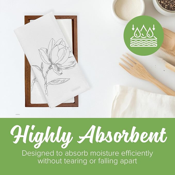 SimuLinen Silver Magnolia Disposable Bathroom Guest Towels - Folded, Single-Use, Kosher Paper Towels, 12x17", 100ct (Made in USA)