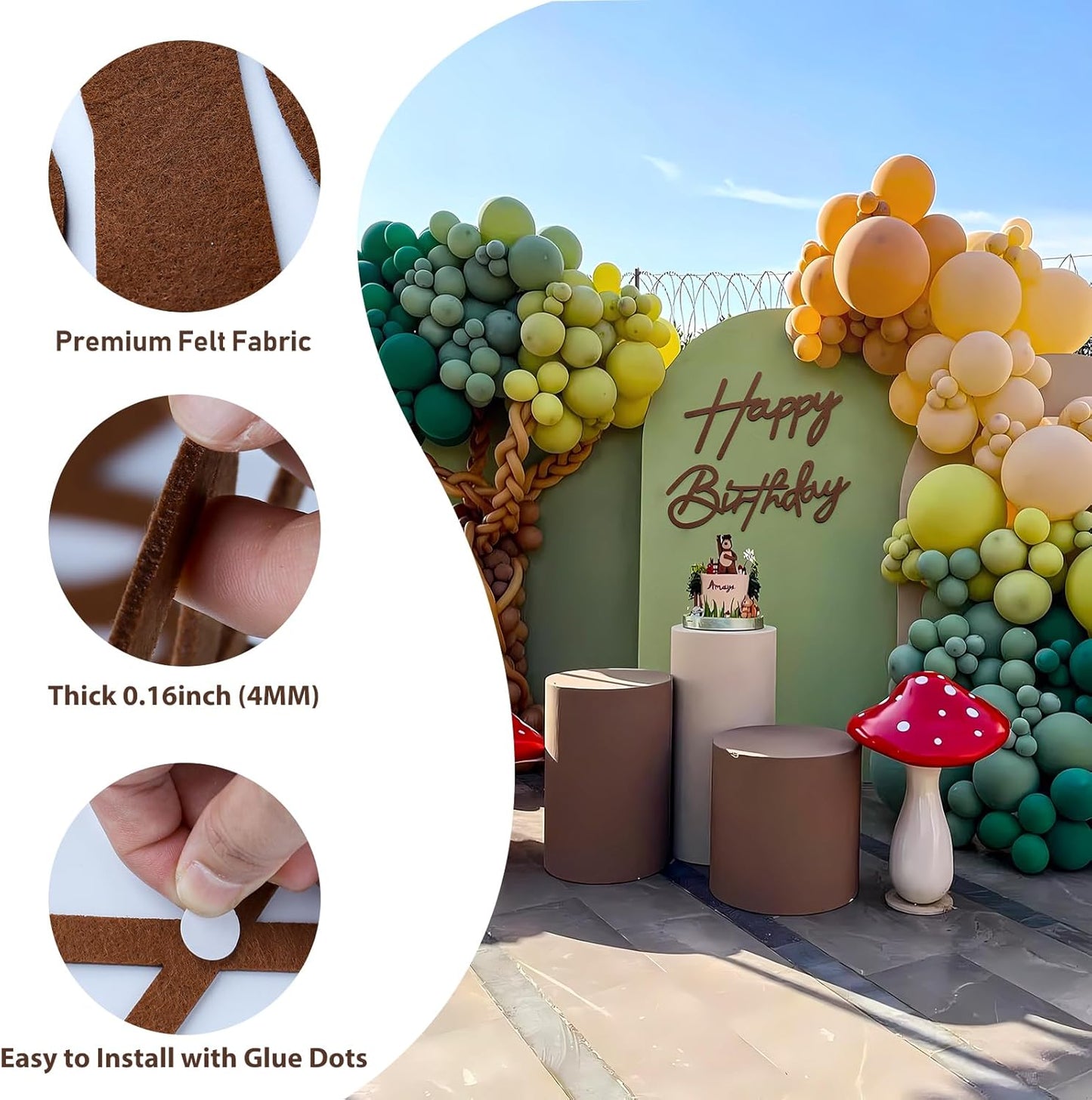 Brown Happy Birthday Sign for Birthday Arch Backdrop - Felt Happy Birthday Letters for Balloon Banner Backdrop Wall Decorations for Birthday Banner for Women, Men, Kids