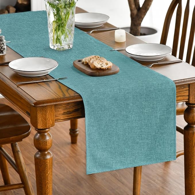 Artoid Mode Turquoise Aqua Table Runner, Seasonal Summer Washable Kitchen Dining Table Decoration for Home Party Decor 13x48 Inch