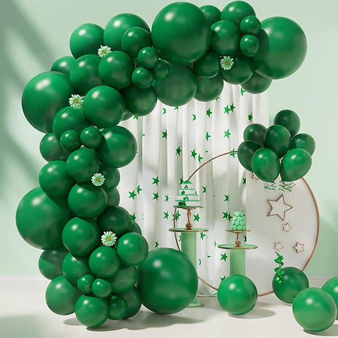 Dark Green Balloons Garland Arch Kit,130pcs Green Latex Balloons,Different Sizes Dark Green Balloons Garland for Christmas,Festival,Picnic,Anniversary,Birthday,Green Theme Decoration