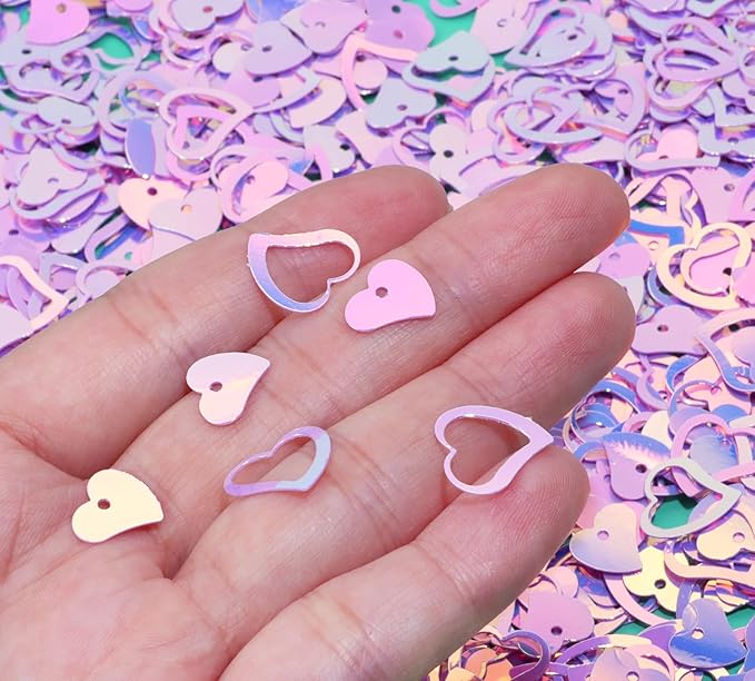 ONLYKXY 1200Pcs Love Heart Shaped Confetti, Table Wedding Decoration, Glitter Confetti for Wedding Party (Glitter Pinkish Purple)