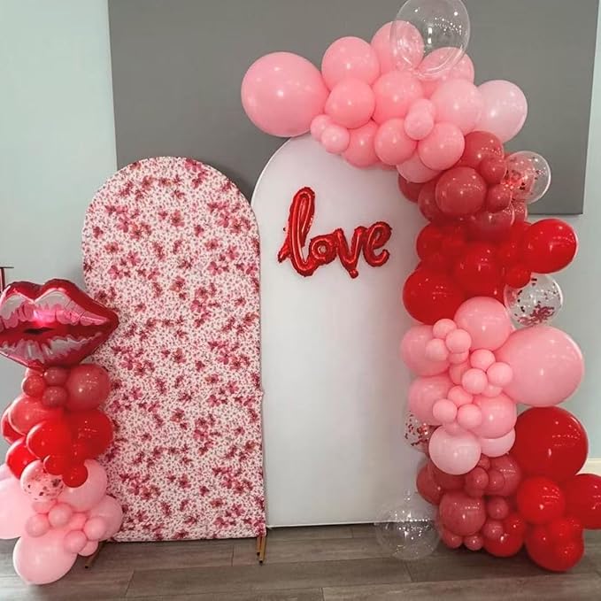 VitaCraft 139pcs Valentines Day Balloon Arch Garland Kit, Pink Red Rose Red Balloons with Large Lip Love Foil Balloon for Women Girls Valentine's Day Mother's Day Wedding Decoration