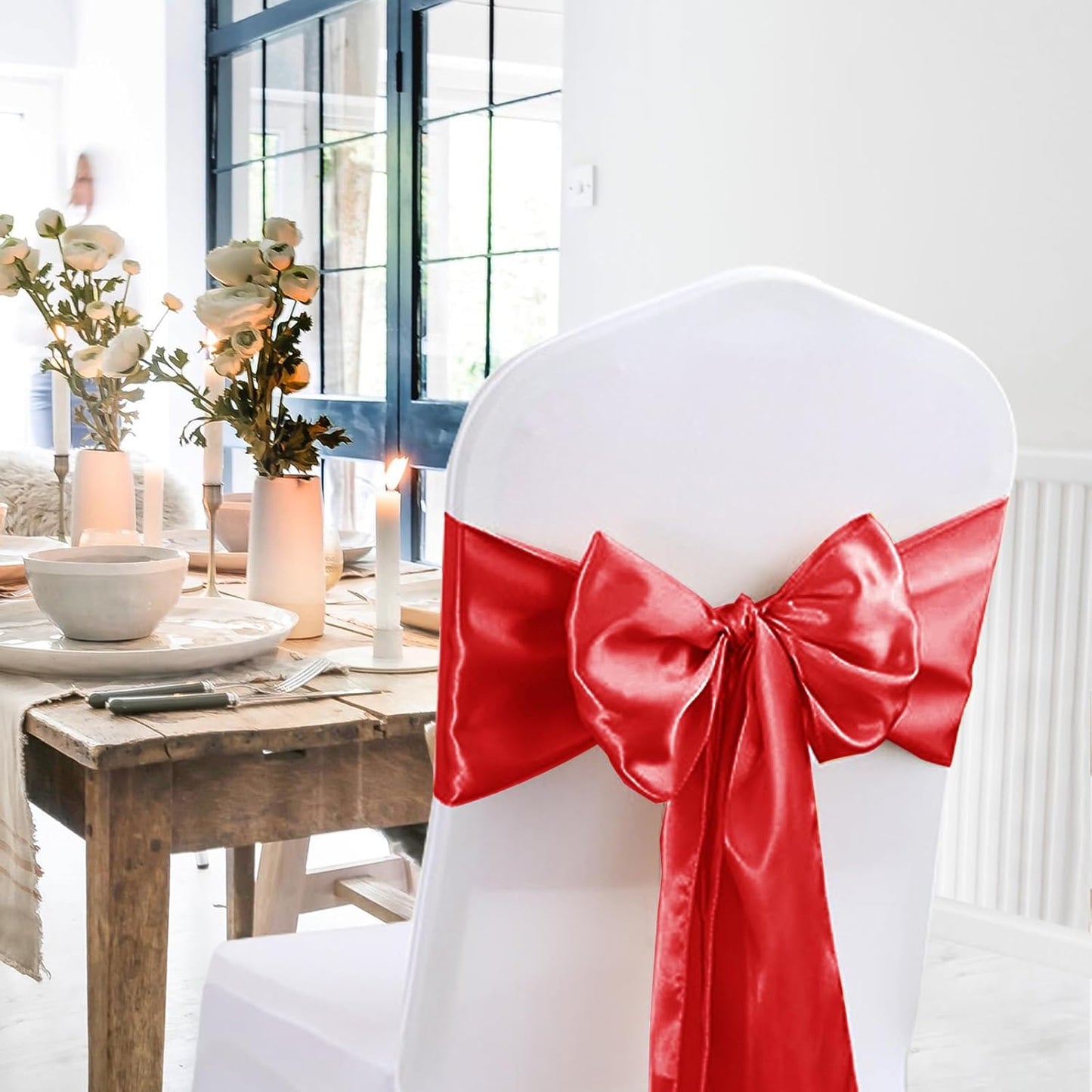 10 Pack Satin Table Runner 12 X 108 Inch Silk Table Runner for Party,Wedding, Birthday, Banquets,Decoration(Red)