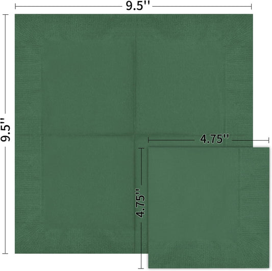 Cocktail Napkins - 600 Count 2-Ply Dark Green Napkins Disposable, 4.75 x 4.75 Inch Folded Paper Napkins Bulk Beverage Napkins for Dinner Wedding Bar Party and Everyday Use