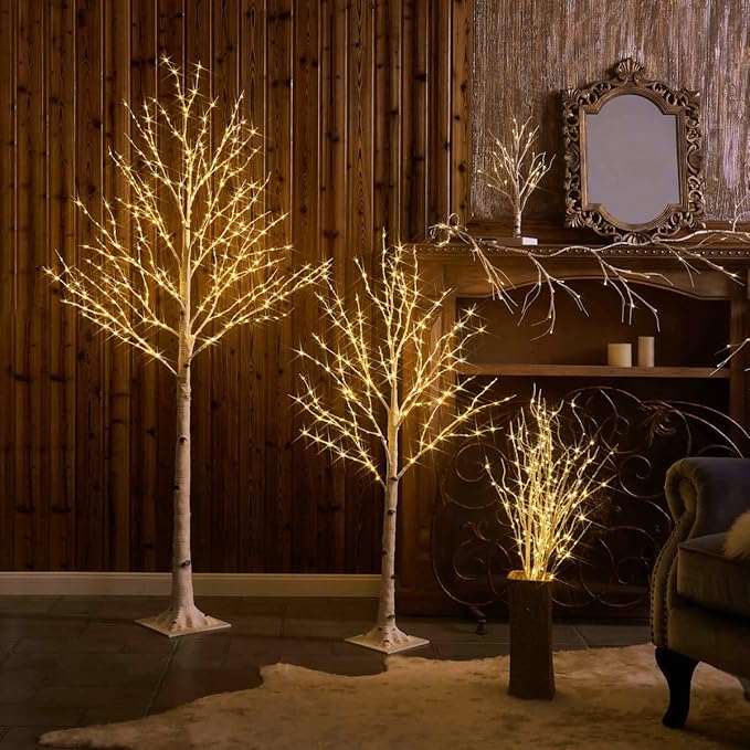 Fudios Lighted Birch Trees for Decoration 6FT Light up 330 LED Faux White Tree Plug in Artificial White Christmas Decor for Home Inside Xmas Wedding Party Gift Outdoor