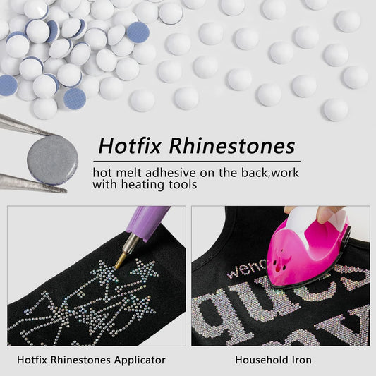 Beadsland Hotfix Rhinestones, 2880pcs Flatback Crystal Rhinestones for Crafts Clothes DIY Decoration, Chalk White, SS8, 2.3-2.5mm