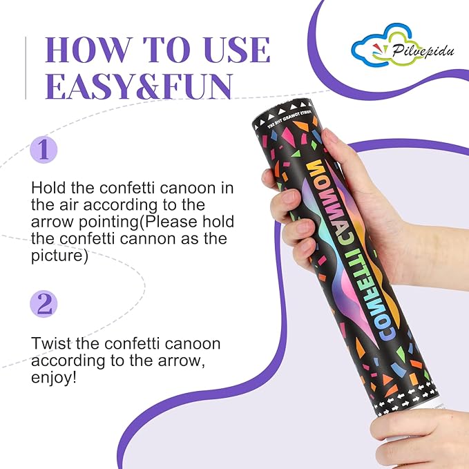 Confetti Cannon,Mulitcolor Party Poppers,6pack 12inch Confetti Wands For Birthday,Wedding,Christmas,School Opening,Graduation,New Years eve and Photo Shoots