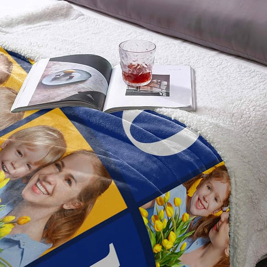 Mothers Day Blanket Gifts for Mom, Custom Sherpa Blanket with Picture Personalized Photo Throw Blanket Customized New Moms Gift from Daughter Son Husband, Birthday Gifts for Wife Grandma