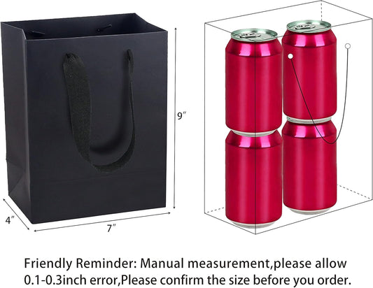 HUAPRINT Black Paper Bags - Gift & Shopping Bags with Ribbon Handles, 30 Packs, 7x4x9Inch - Perfect for Clothes, Parties, Weddings & Business Merchandise