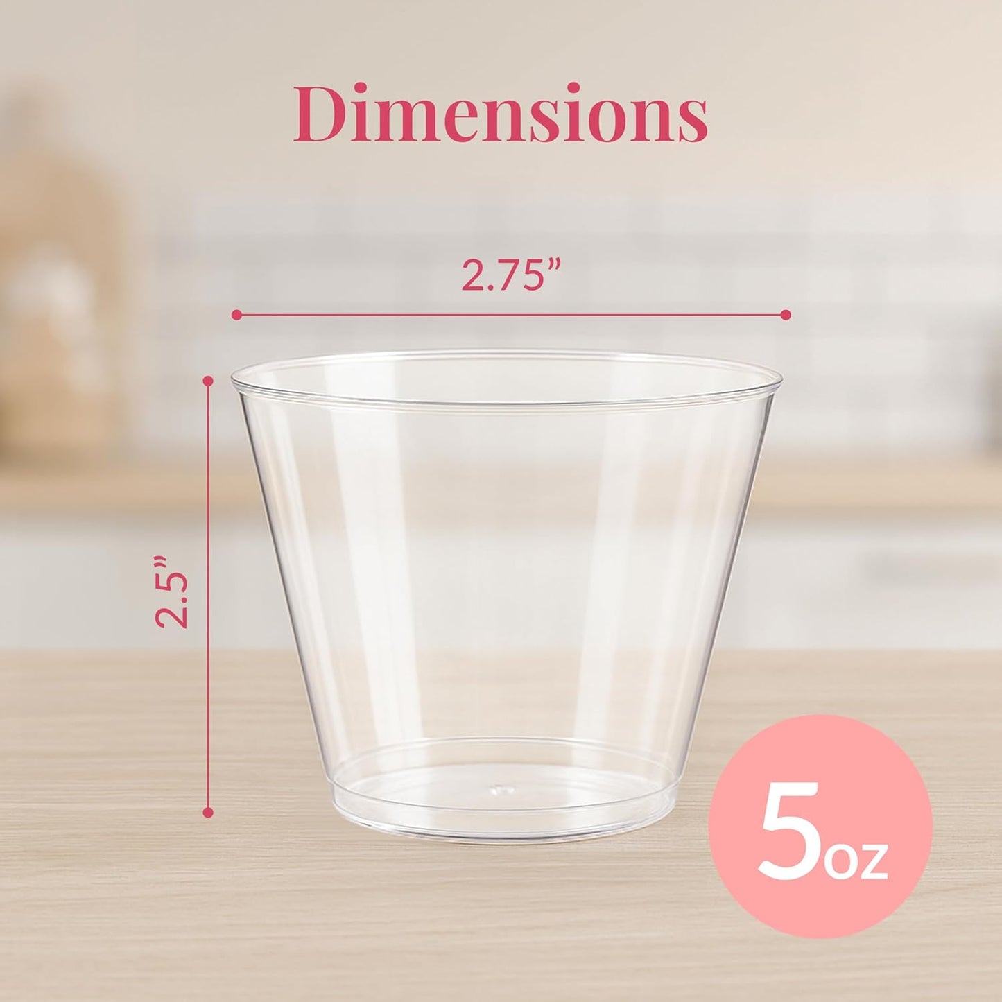 Small Clear Plastic Cups - 5 oz. 200 Pack - Hard Disposable Cup - Wine and Plastic Cocktail Glasses - Drinking and Party Punch Cups and Bulk Wedding Tumblers