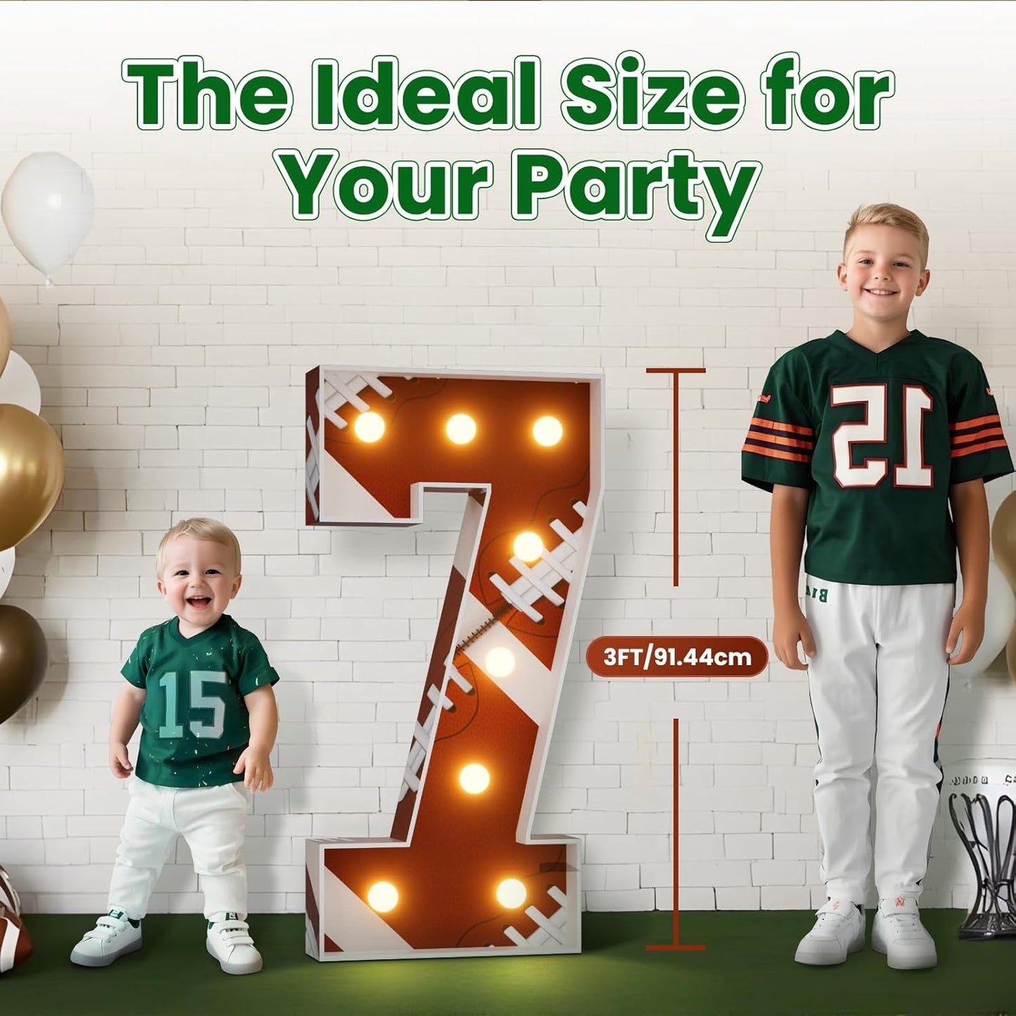 Football 7th-Birthday Decorations Marquee Numbers: Superbowl 3FT Large Light up Number Sign 7 Seven Year Down Swven Years Old Party Decoration Big Balloon Numbers Decor for Boys and Girls