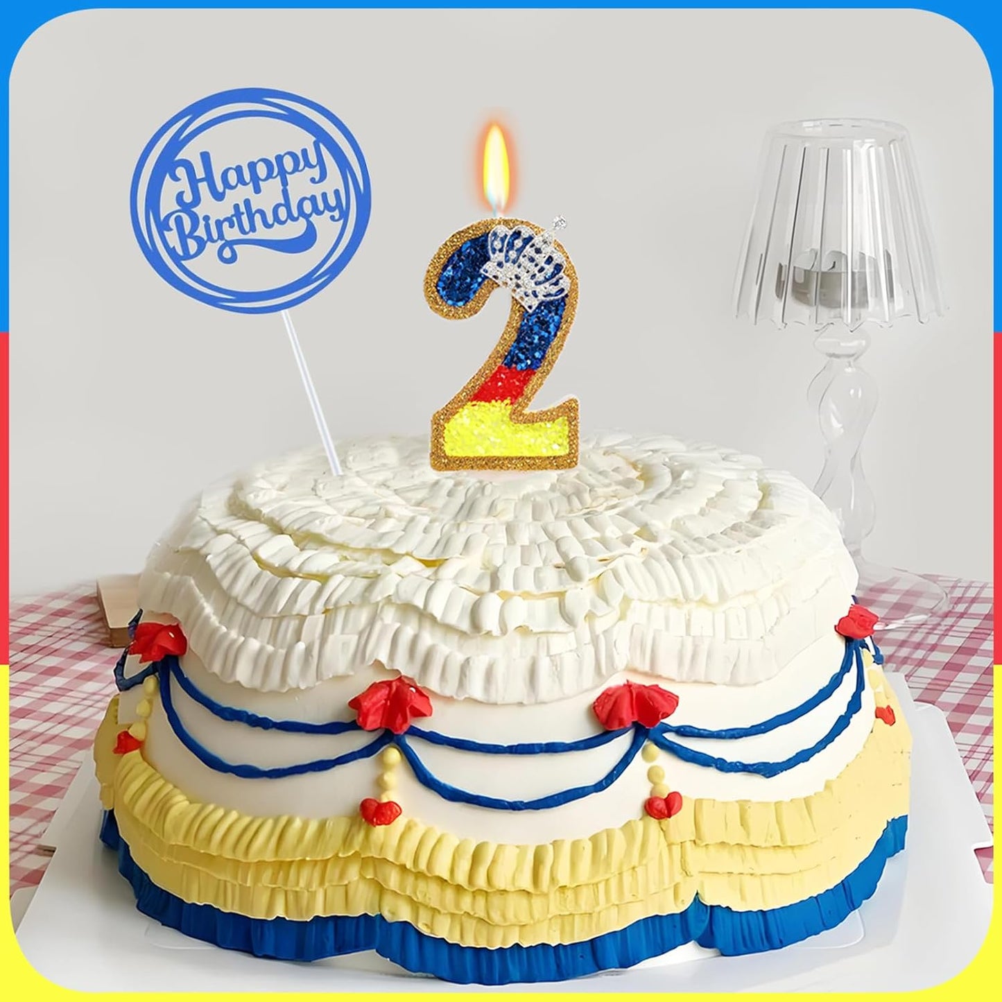 Birthday Candle for Cake, Princess Number Cake Candles, 2.76 inch Cake Topper Decoration for Birthday Party (Number 2)