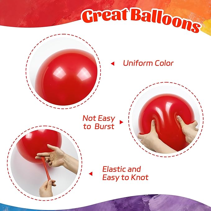 Rainbow Balloons 12 inch, Red Dark Purple Orange Yellow Lime Green Light Blue Pink Latex Balloon 50pcs Party Balloons for Colorful Rainbow Baby Shower Birthday Party Decorations