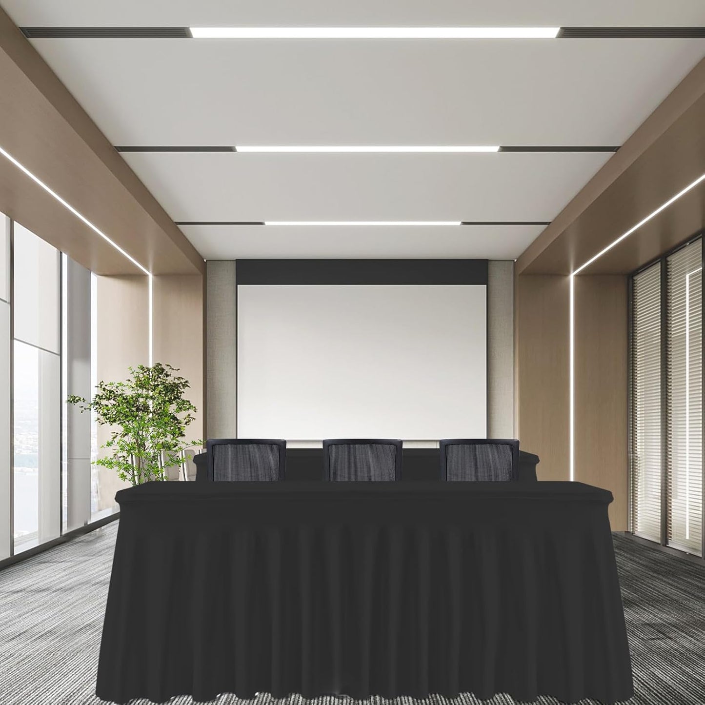 Rectangle Tablecloth 6FT – Black Fitted Spandex Table Cover, Wrinkle-Free, Stretch Fabric with Elastic Edges for Wedding Banquet Party Buffet Birthday Restaurant