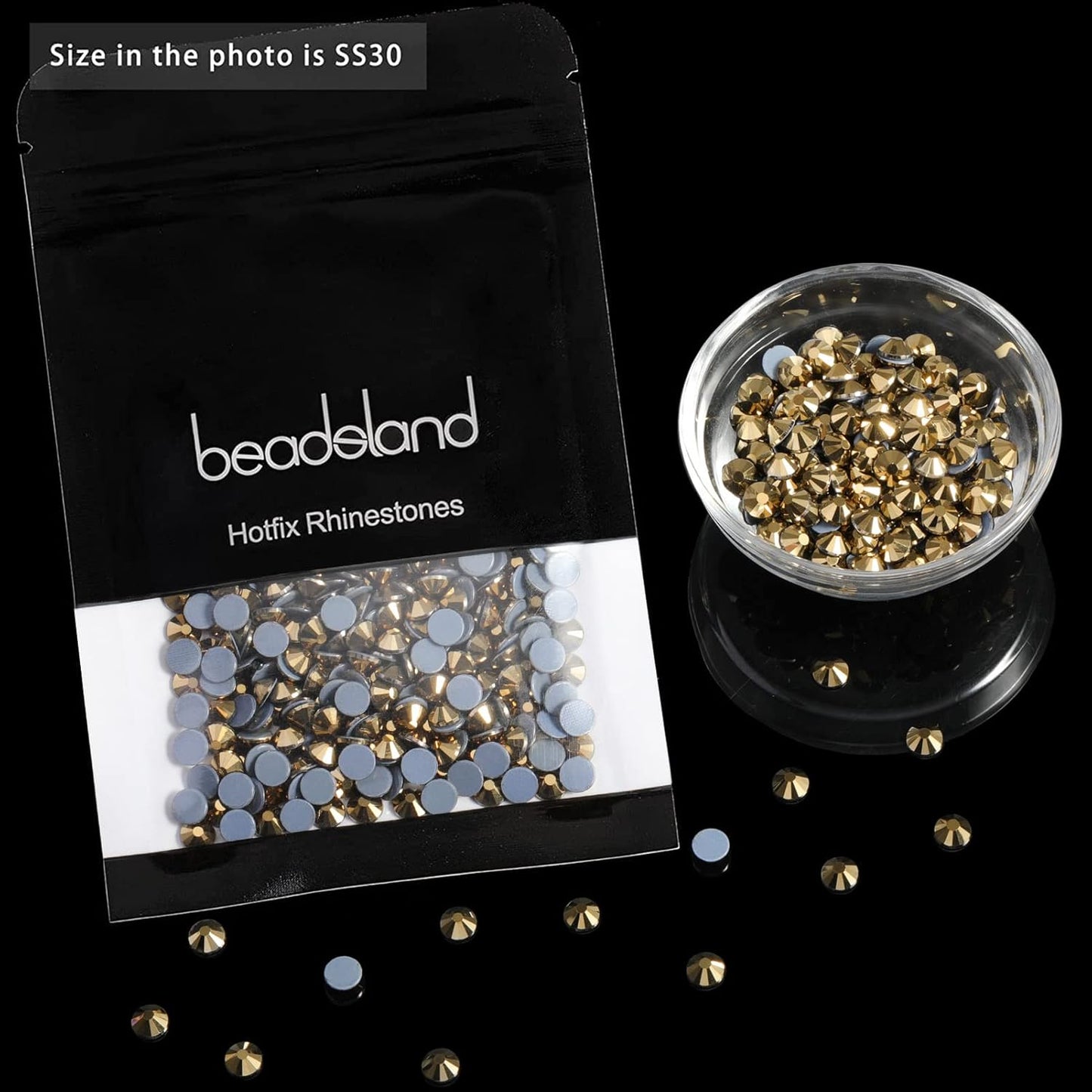 Beadsland Hotfix Rhinestones, 2880pcs Flatback Crystal Rhinestones for Crafts Clothes DIY Decorations, Aurum, SS8, 2.3-2.5mm