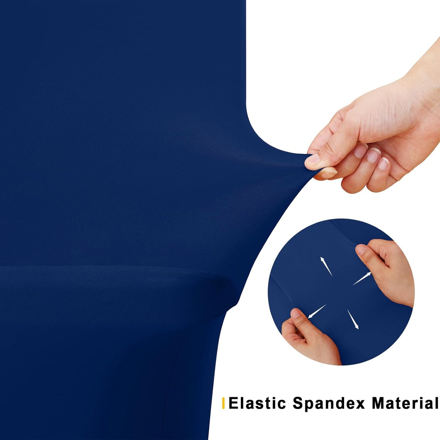 Smiry 2 Pack Spandex Table Cloth 4FT, Elastic Fitted Stretch Tablecloths, Washable and Wrinkle Free Rectangular Patio Table Cover for Outdoor, Wedding, Banquet & Parties (Navy, 48Lx30Wx30H Inch)