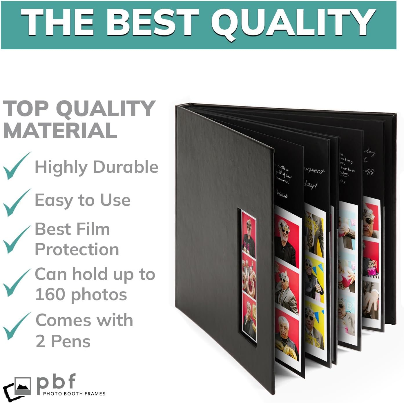 PBF (10 Pack) Photo Booth Album, Guest Book with 2x6 Clear Picture Inserts, Black Cover with Plastic Sleeves & Black Pages, Scrapbook Album for Photo Strips, Memory Book, Wedding, and Baby Showers