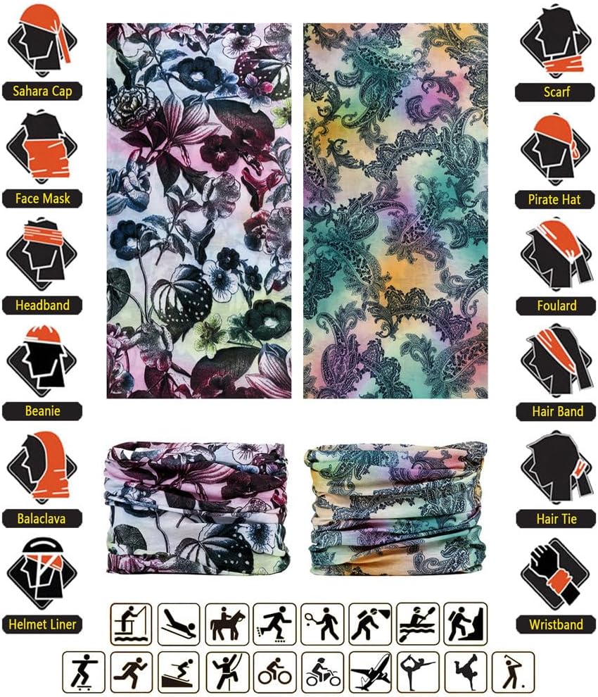 Headband Neck Gaiter Head Wrap Headwear Face Mask Magic Scarf Bandana for Men and Women
