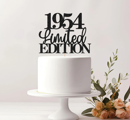 Limited EDITION 1954 Cake Topper - Black Glitter Happy 71st Birthday Party Cake Decoration Supplies, Cheer to 71 Years Cake Bunting Decor for 71st Birthday Party Photo Booth Props