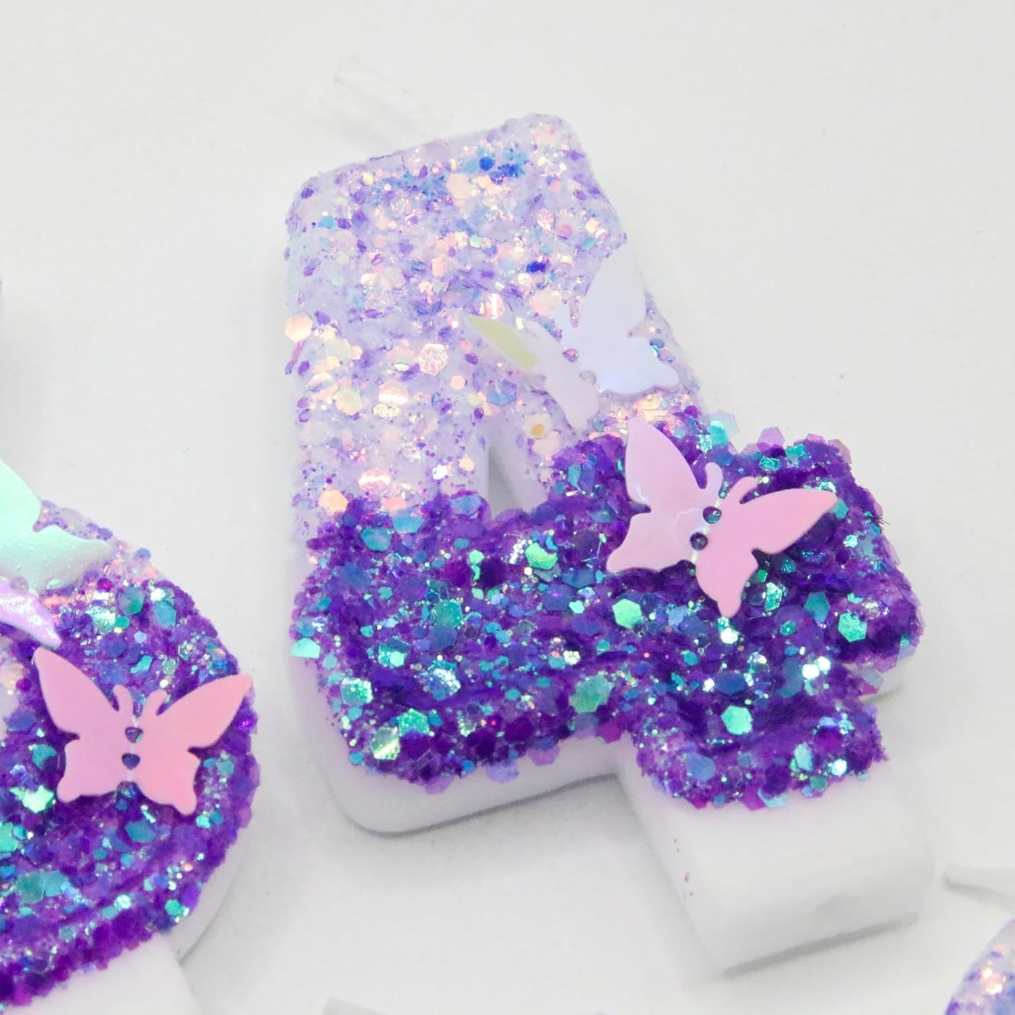 4Th Birthday Candle for Cake，Butterfly Cake Toppers，Butterfly Birthday Decorations，Purple Birthday Candles，for Birthdays,Theme Parties, Celebration, Anniversary