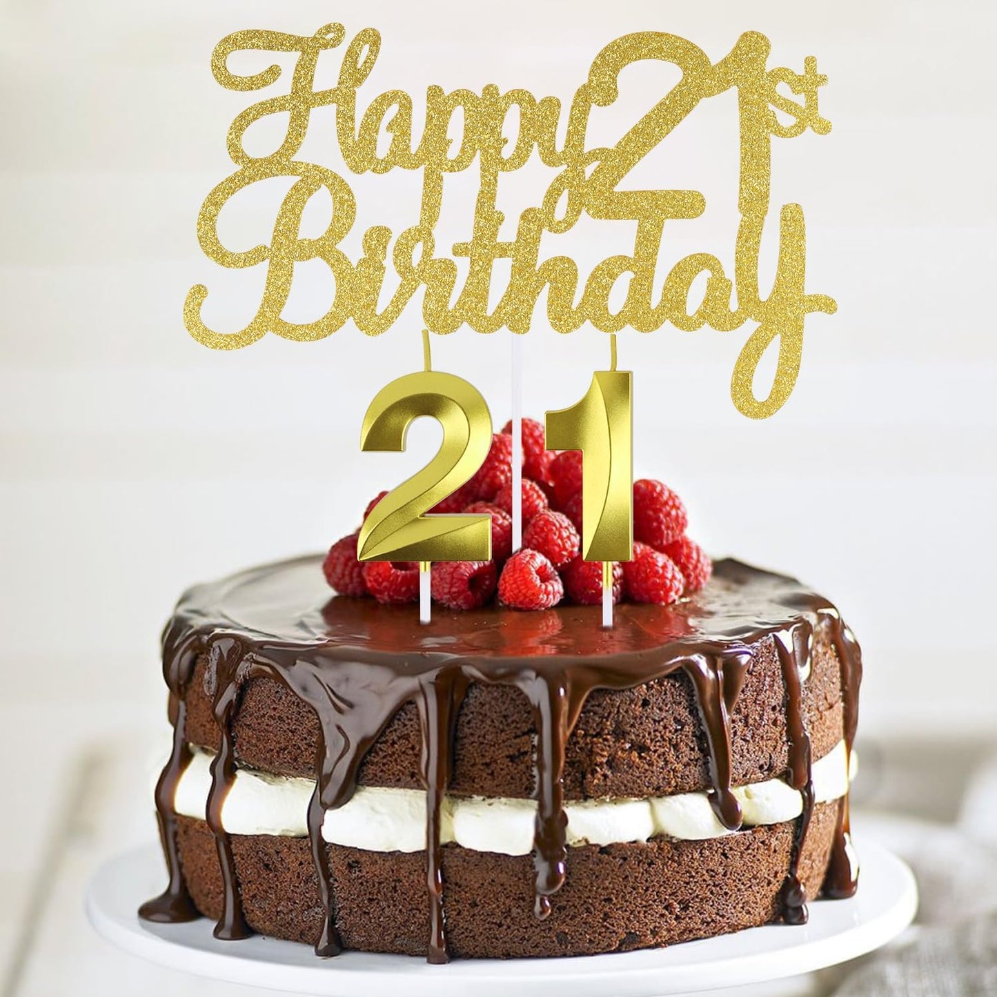 Happy 21st Birthday Cake Topper, 21 Birthday Candles, 21 Cake Topper, Number 21 Candles, Happy 21st Birthday Cake Decorations for 21 Birthda y Decorations (21)