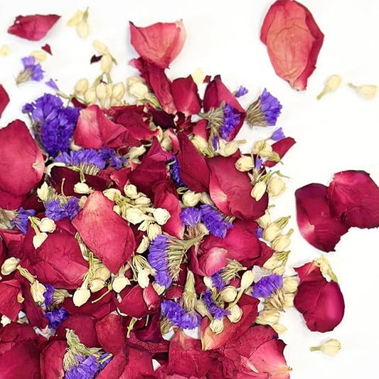 Dried Rose Petals for Bath & Wedding – 3.5oz Natural Red White Blue Biodegradable Confetti – Real Flower Petals for Spa, Soap Making, DIY Crafts, Kid & Pet Friendly, Long-Lasting