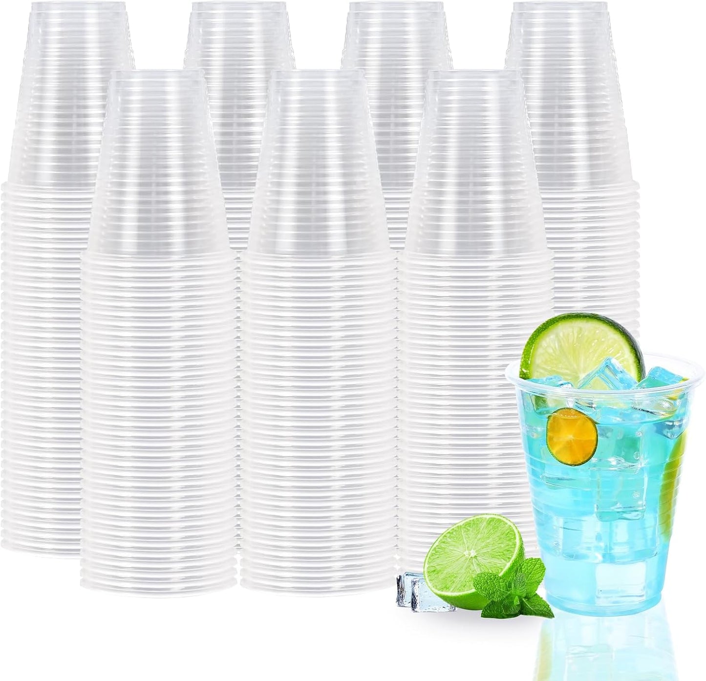 7 oz Clear Plastic Cups, 500 Count Bulk, PP Clear Plastic Cups for Party with Higher Heat Resistance, Suit for Hot Beverages, Soda, Juice (7oz 500count)