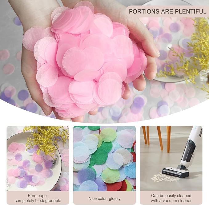 Tissue Paper Confetti 5000 Pieces Purple Round Confetti 1 inch Paper Circle Confetti Dots for Table Wedding Birthday Party Decoration